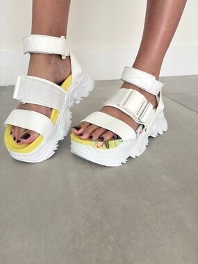 N°21 Chunky Platform Sport Sandals White Yellow Made in Italy 38